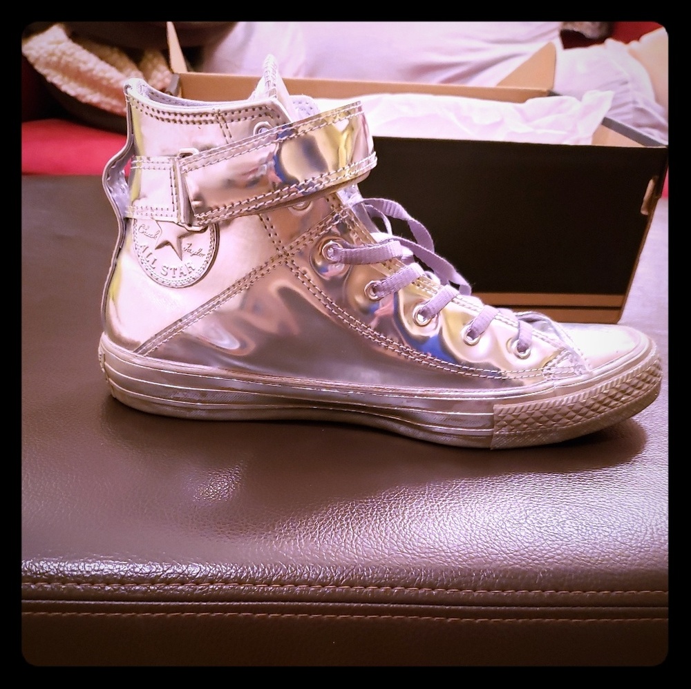 Metallic Silver Converse high tops